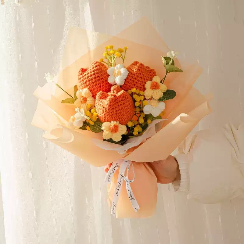 코바늘꽃다발 뜨개 DIY 손뜨개 뜨개질 뜨개꽃 패키지 조화 만들기 꽃뜨기 - 상품 이미지