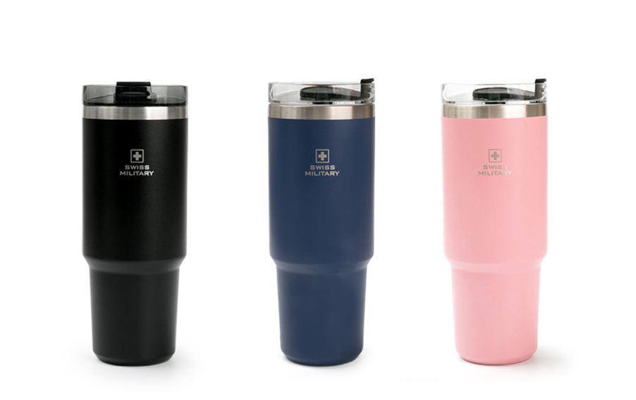 스위스밀리터리 900ml 스텐304 빨대텀블러 보온보냉 차량용 텀블러컵 라떼 - 상품 이미지