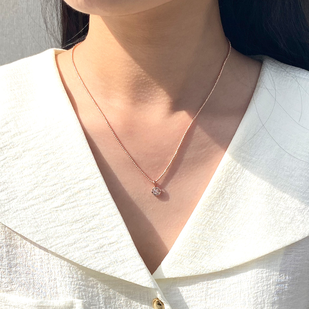 14K 18K 컷팅 볼 1.5mm 체인 미니 원형 펜던트 목걸이 데일리 - 상세 이미지 3