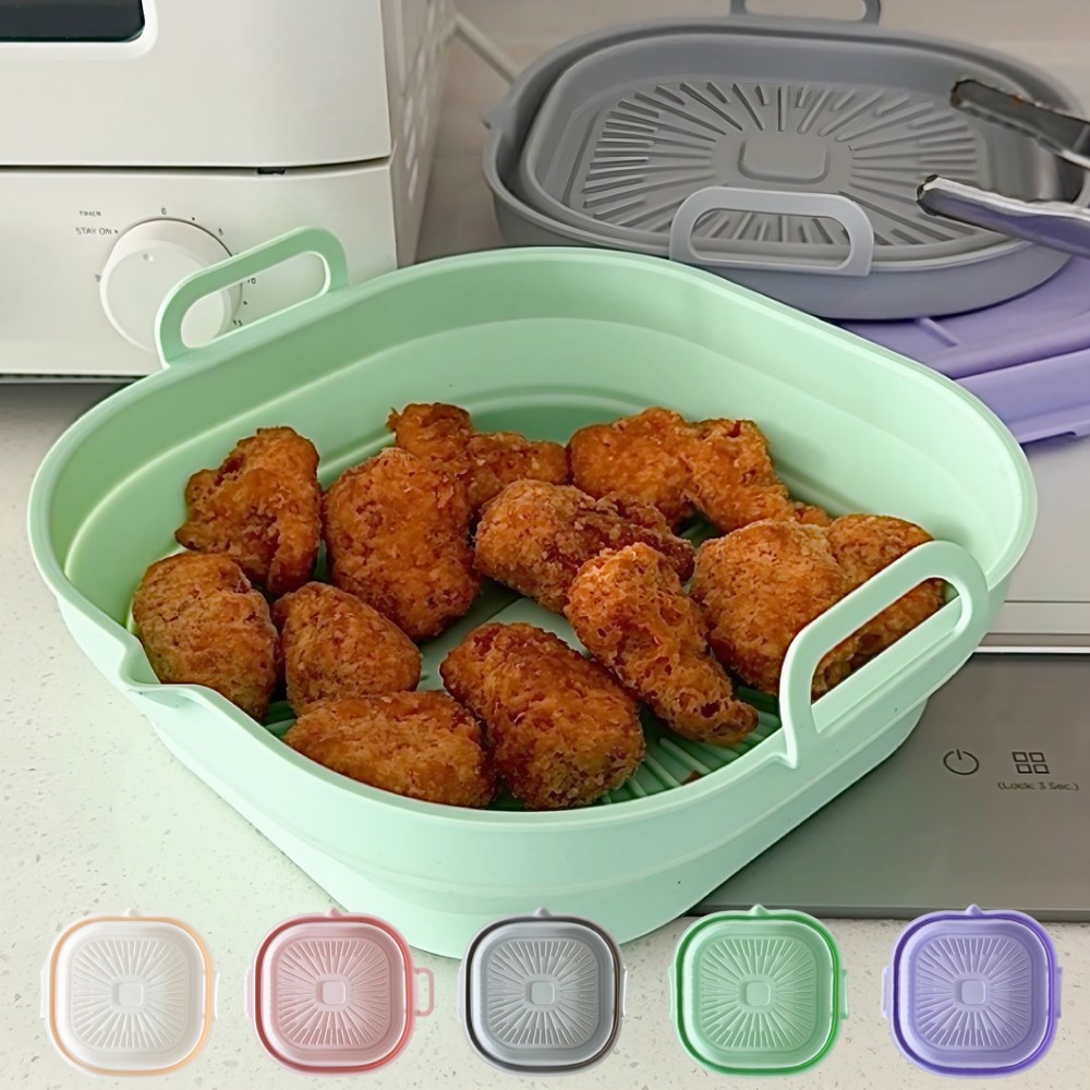 접이식 실리콘 전자레인지 오븐 밧드 그릇 에어프라이어 렌지 용기 트레이