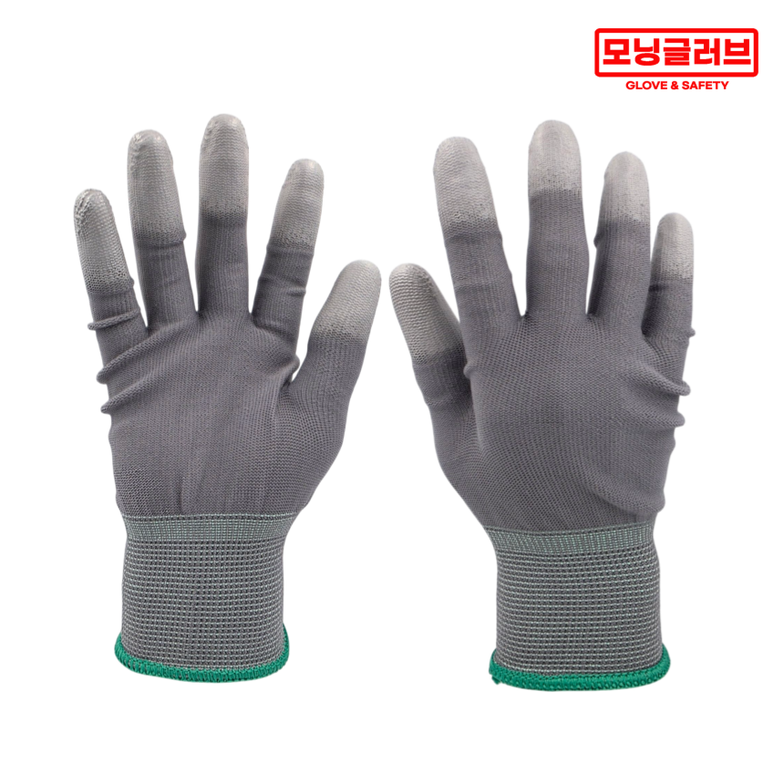 (10켤레) 모닝글러브 PU 피유 탑 손가락 손끝 코팅장갑 회색
