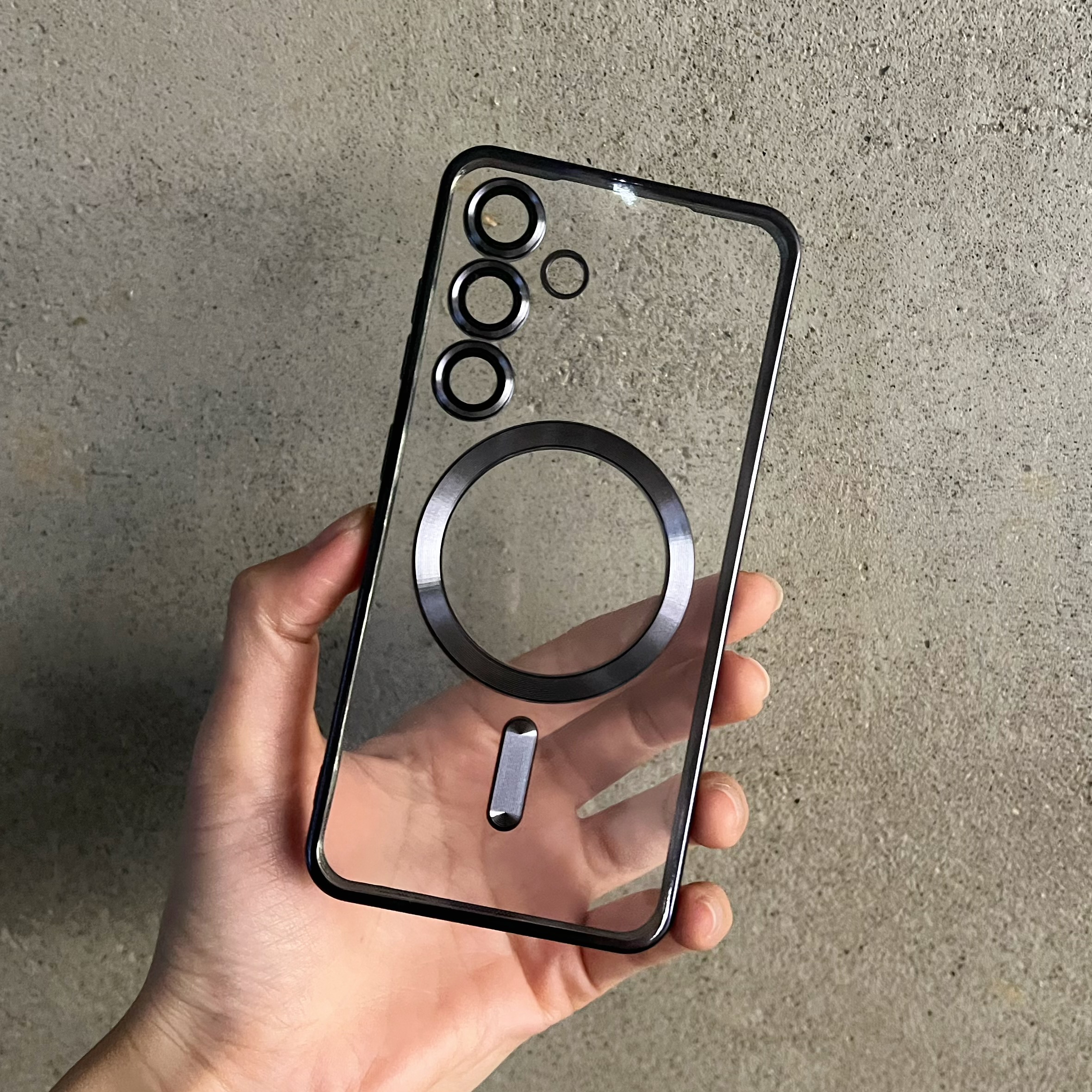 맥세이프 케이스 범퍼 젤리 실리콘 슬림 풀커버 카메라보호 투명 실버, 갤럭시S24 울트라 - 상세 이미지 5