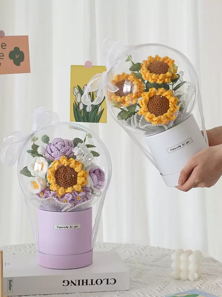 코바늘꽃다발 뜨개꽃 화분 뜨개꽃다발 키트 DIY 소품 뜨개질 만들기 선물 - 상세 이미지 4