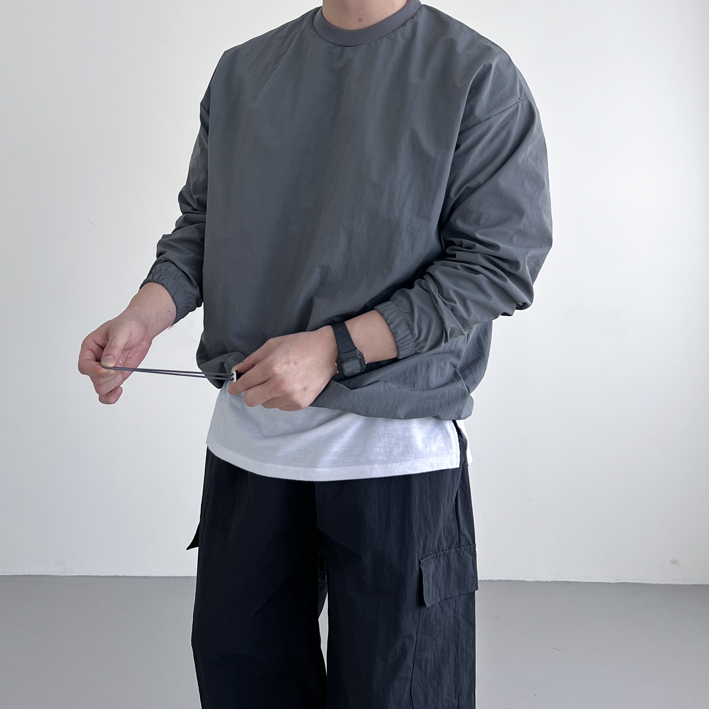 나일론맨투맨 바람막이맨투맨 우븐맨투맨 - 상세 이미지 3