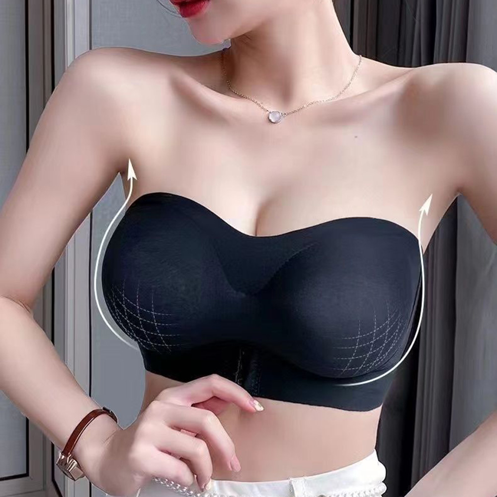 오프숄더브라 웨딩 노와이어 심리스 끈없는 웨딩누브라 빅사이즈 앞후크 튜브탑 새 한복 자세 - 상품 이미지