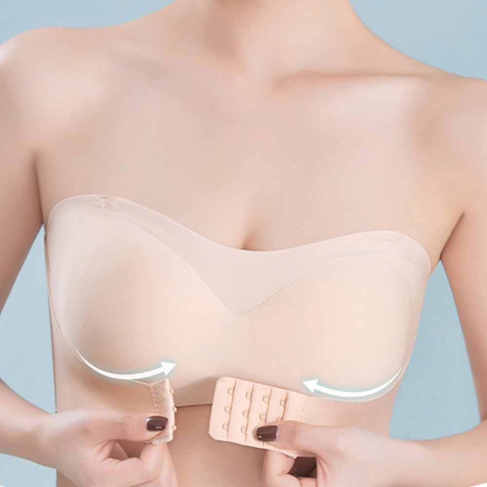 오프숄더브라 웨딩 노와이어 심리스 끈없는 웨딩누브라 빅사이즈 앞후크 튜브탑 새 한복 자세 - 상세 이미지 2