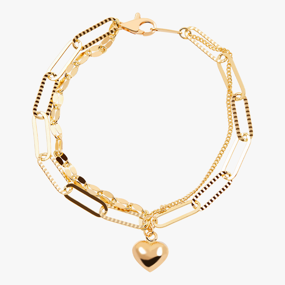 14K 18K 인피니토 클립 레이어드 체인 금 팔찌