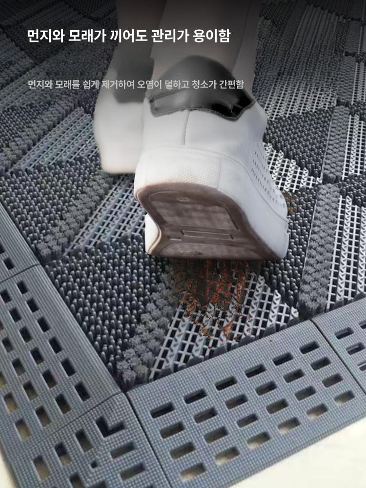 야외용 매트 흙털이 도어 현관 코일 발매트 바닥 코일매트 물기 단일 브러시 회색 브러시 - 상세 이미지 2
