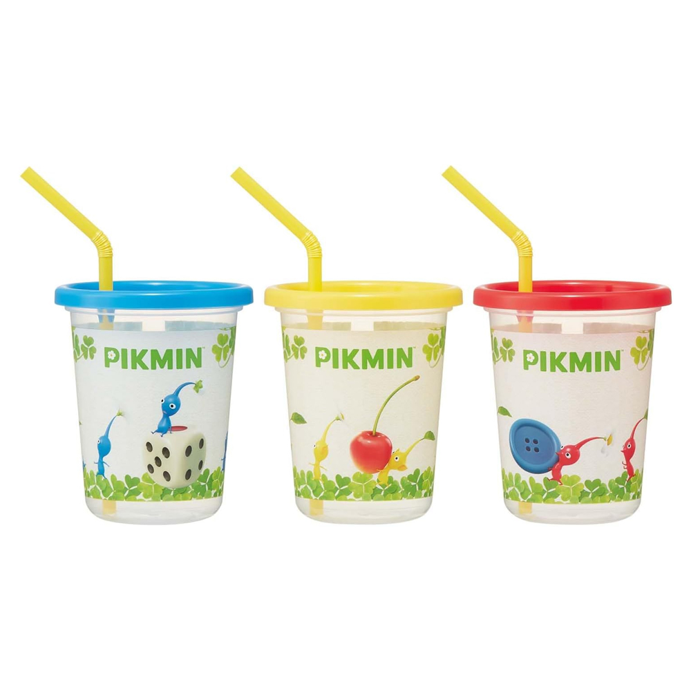 무료인쇄 피크민 캐릭터 미니 빨대 뚜껑 컵 머그 스트로 텀블러 3세트 320ml - 상품 이미지