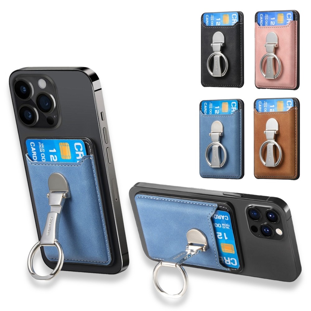 카드 2장 수납 맥세이프 카드지갑 스탠드 링 스마트 버클 메탈링 레더 포켓