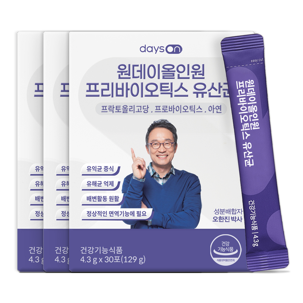 [시즌4 업그레이드] 데이즈온 원데이올인원 프리바이오틱스 유산균 30포, 3개 대표 이미지