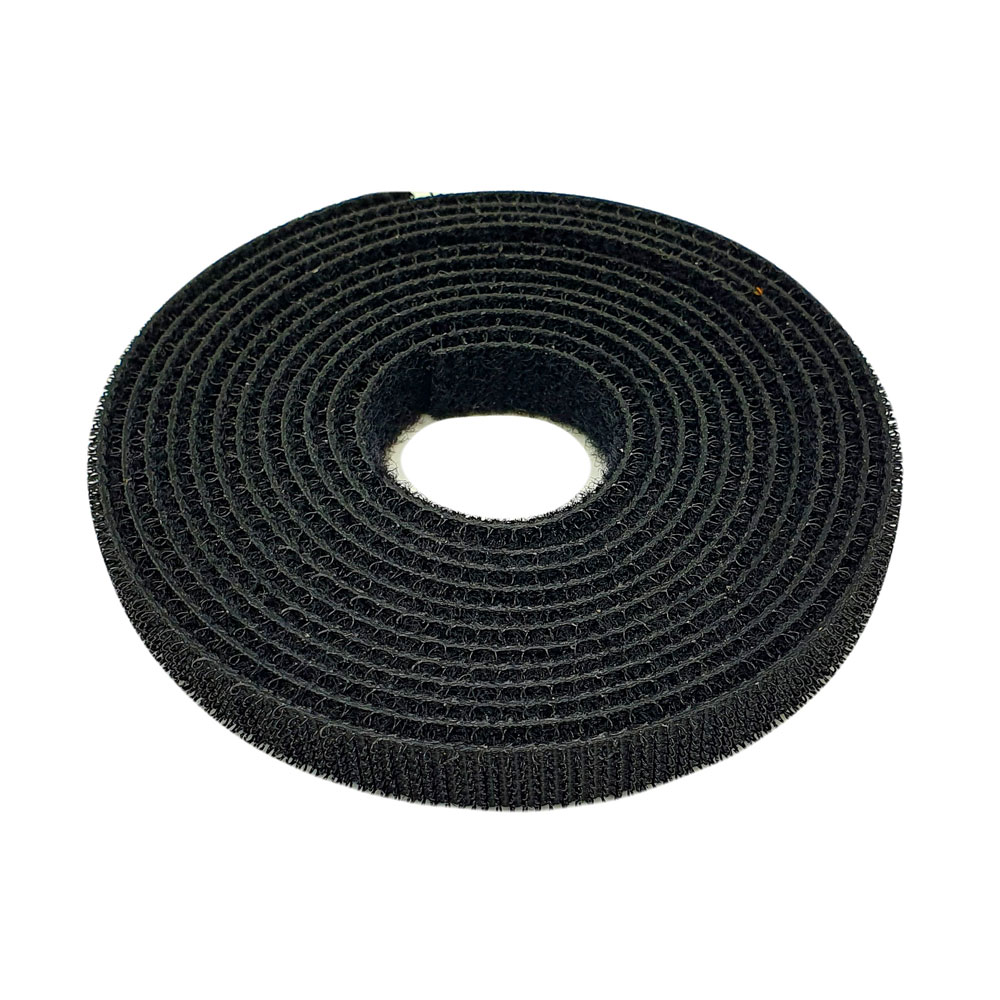 폭 1cm 국산 잘라쓰는 전선정리 양면 벨크로타이 일반형 검정색 1M - 메인 이미지