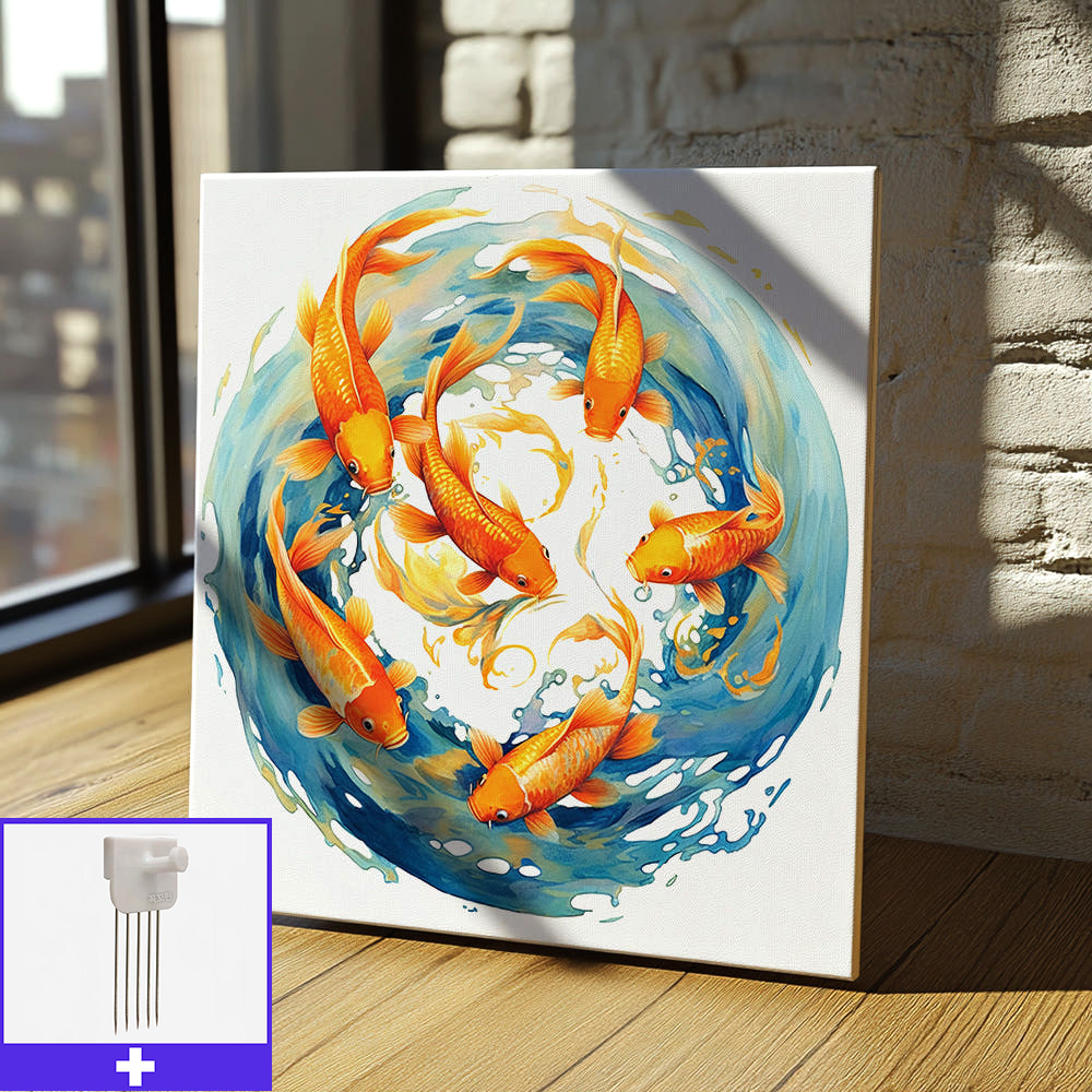 황금 잉어 45x45cm 캔버스 액자 구어도 잉어그림 - 메인 이미지