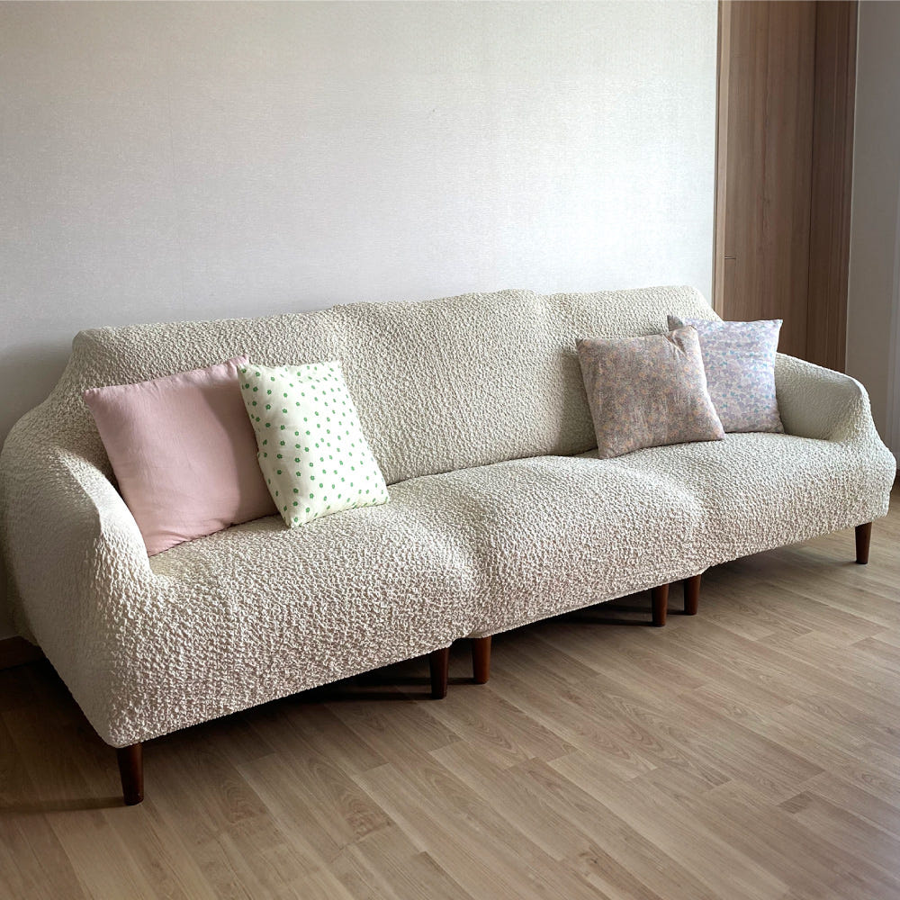 부드러운3D팝콘 가죽 쇼파천커버 아이보리