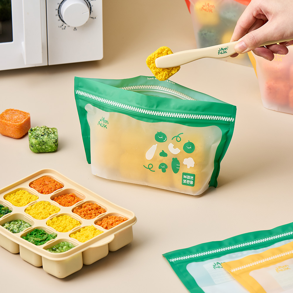잼먹 지퍼꽉 이유식 큐브 보관함 준비물 M 24매