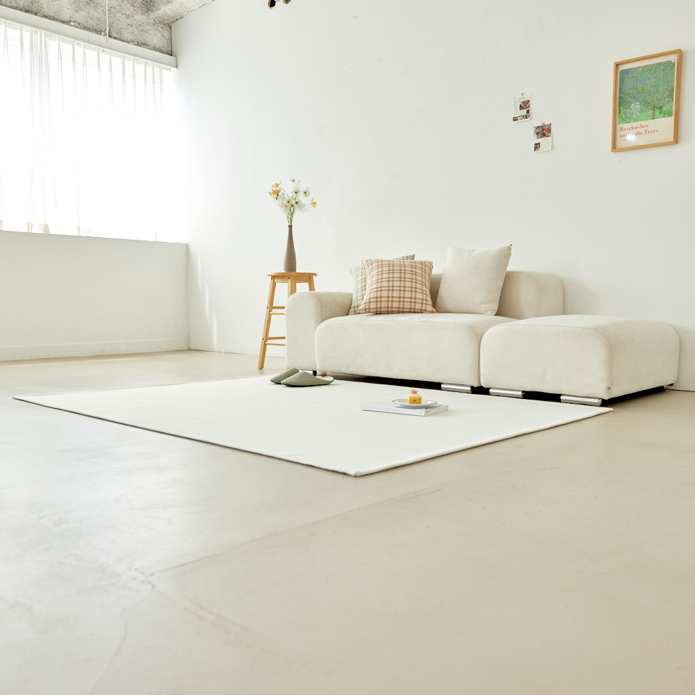 워셔블 방수 러그 방바닥매트 고양이러그 거실 카페트 하이드 화이트, 230x170cm