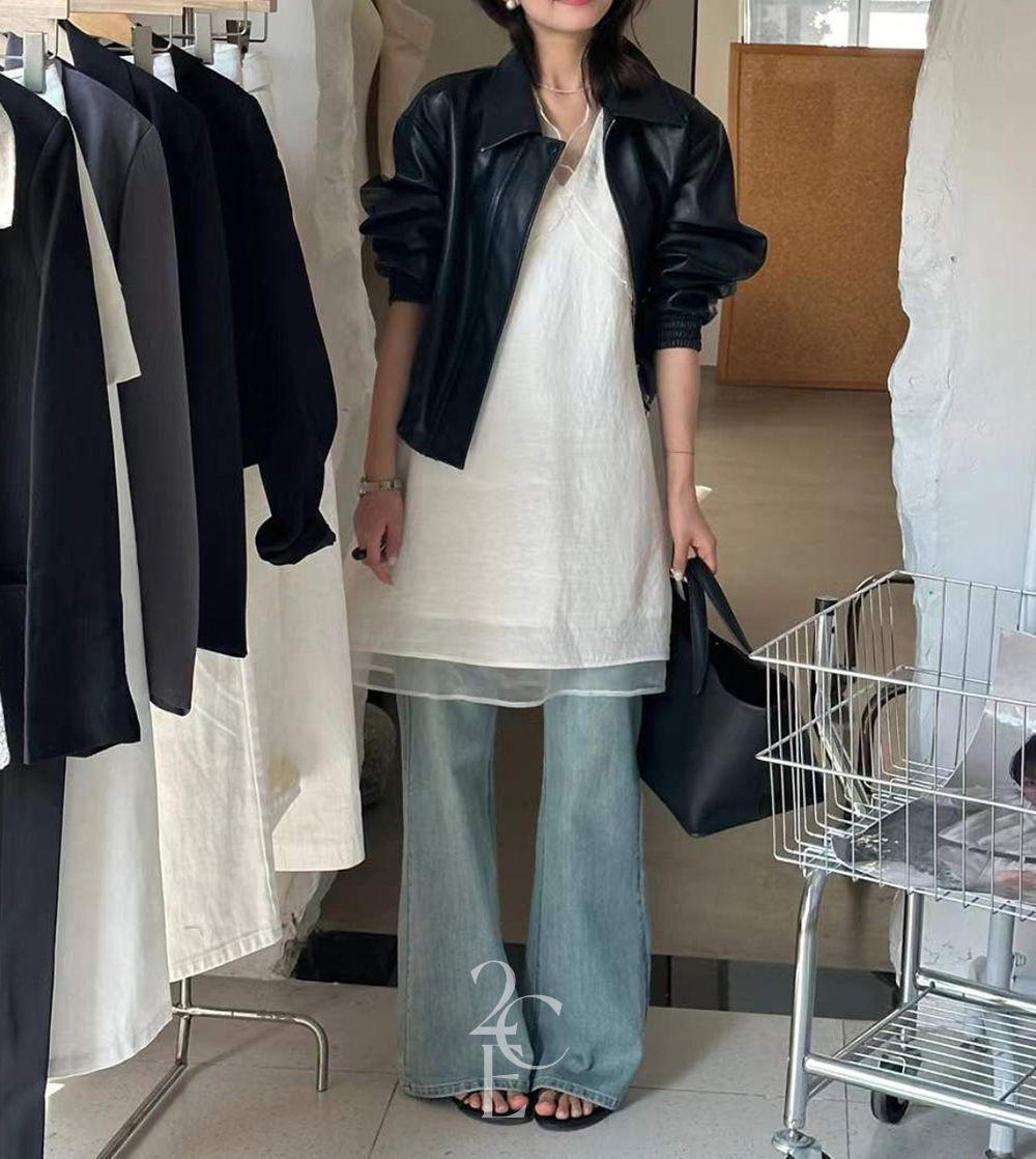 렌느 연청 부츠컷 데님 (1color) 세미 와이드 중청 청바지 - 상세 이미지 2