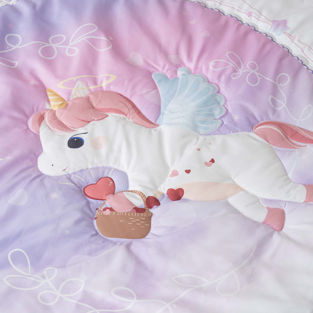 키즈 시어서커 쿨 냉감 에어컨 손자수 차렵 여름이불 패드세트 엘리 (유니콘), S.SS(싱글.슈퍼싱글겸용)