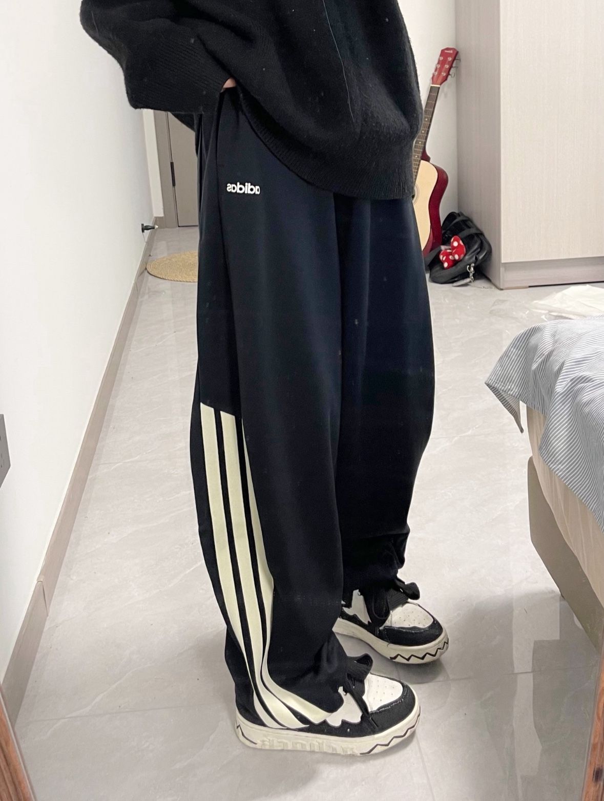아디다스 스트레이트 스트링 2way 조거팬츠 NEO Asian Sizing 블랙 KA2589 이미지 6
