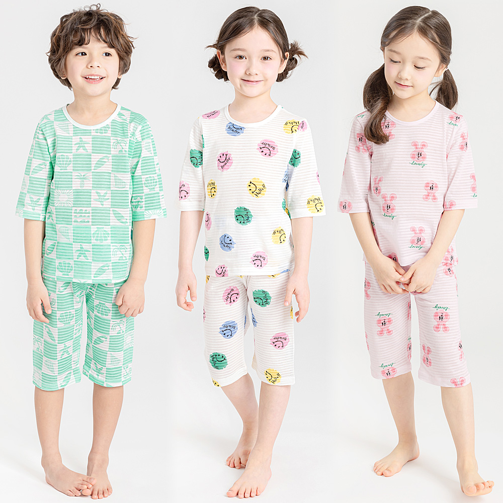 아기 7부내의 유아 7부실내복 봄 여름 순면 자가드 모달 어린이 아동내복