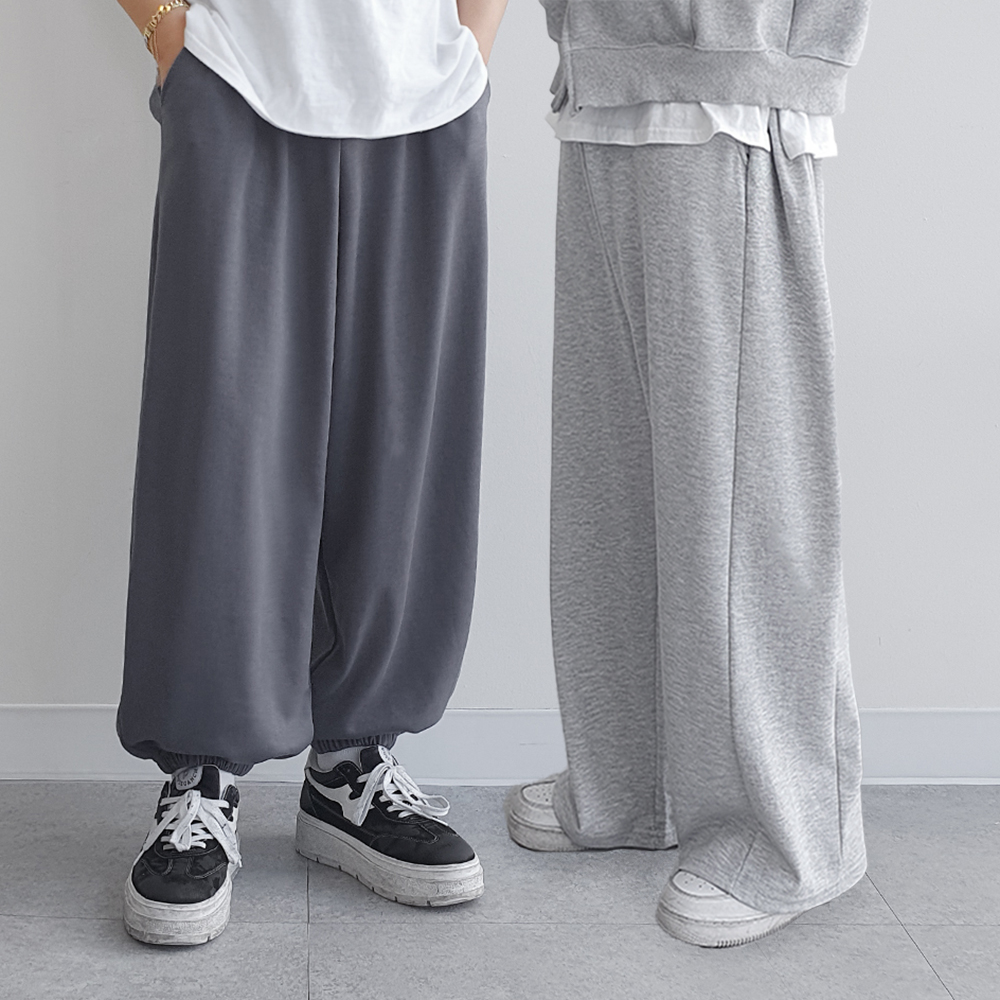 남자 밴딩 와이드 트레이닝 팬츠 봄 가을 바지 스웻 통바지 벌룬 조거 팬츠
