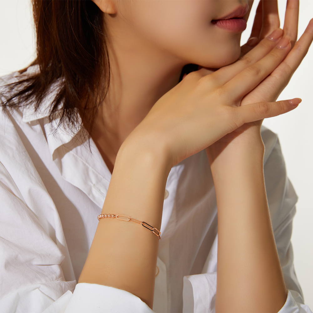 14K 18K 포르비토 클립 앤 볼 체인 금 팔찌 이미지 8