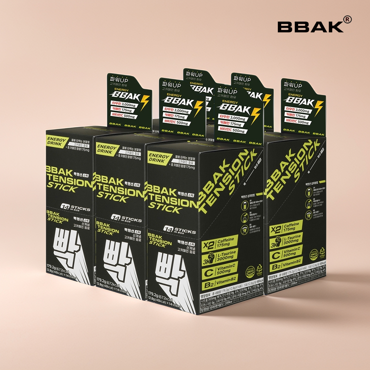 빡텐션 에너지드링크 천연 고카페인 부스터 타우린 비타민 3,700mg x 84개(6box) - 상품 이미지