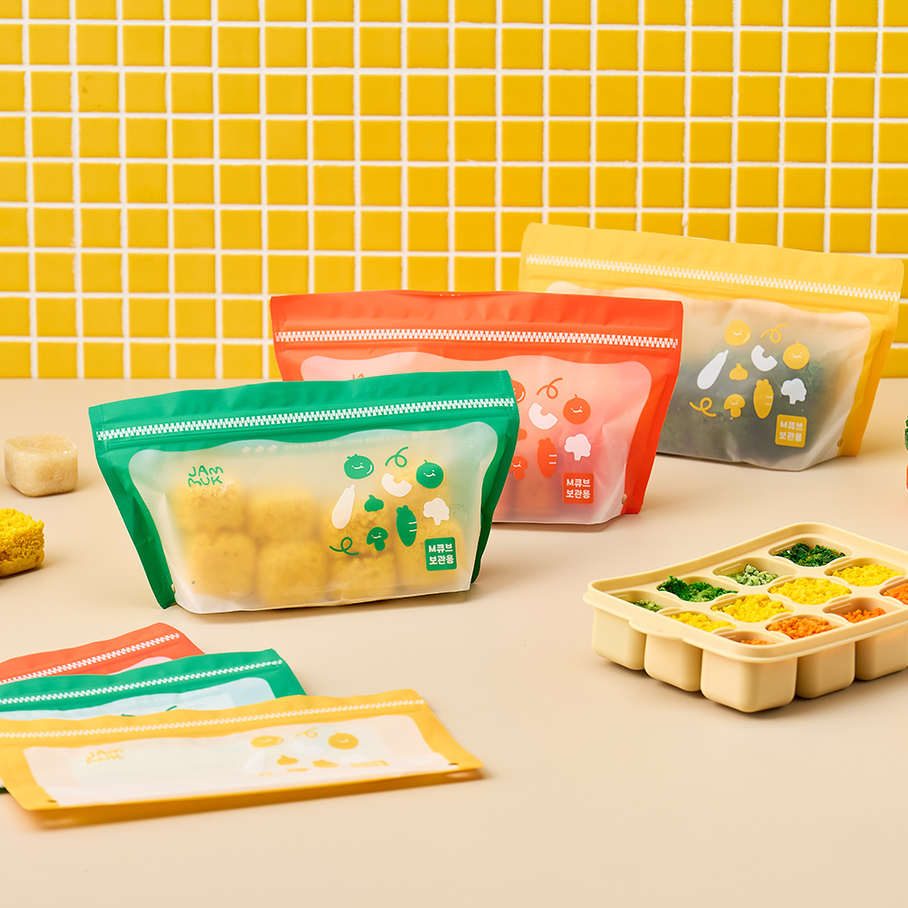 잼먹 지퍼꽉 이유식 큐브 보관함 준비물 M 24매