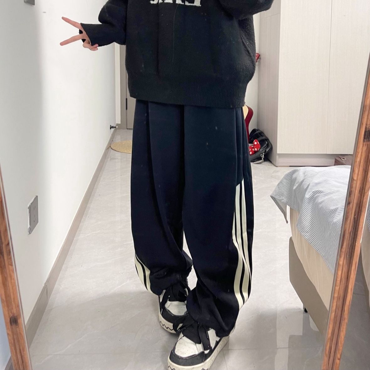 아디다스 스트레이트 스트링 2way 조거팬츠 NEO Asian Sizing 블랙 KA2589 - 상세 이미지 2