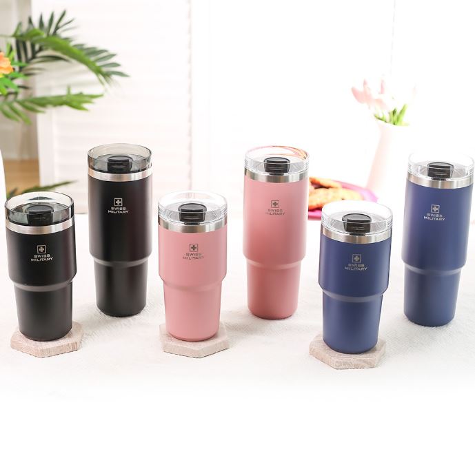 스위스밀리터리 900ml 스텐304 빨대텀블러 보온보냉 차량용 텀블러컵 라떼 - 상세 이미지 2