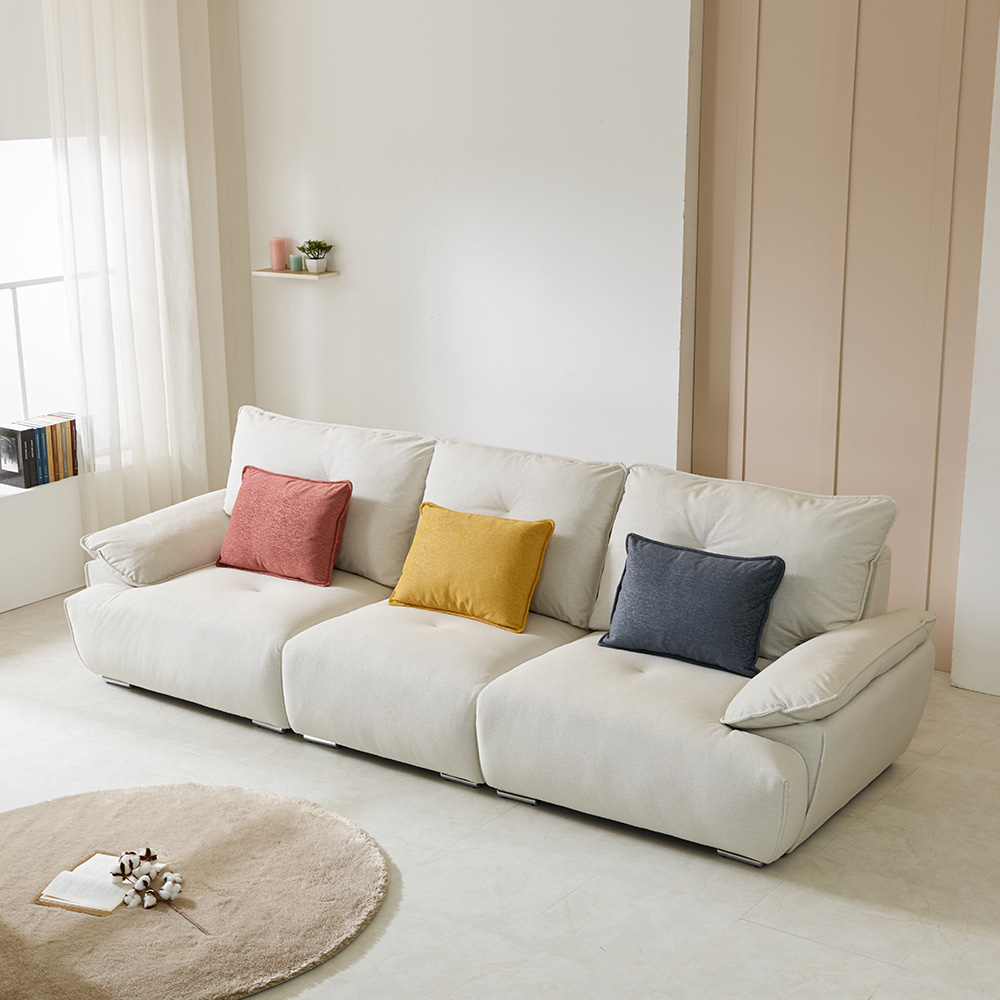 스코나 포티지 구스 내장 클래식 아쿠아텍스 패브릭 소파 스툴미포함, 아이보리, 4인용