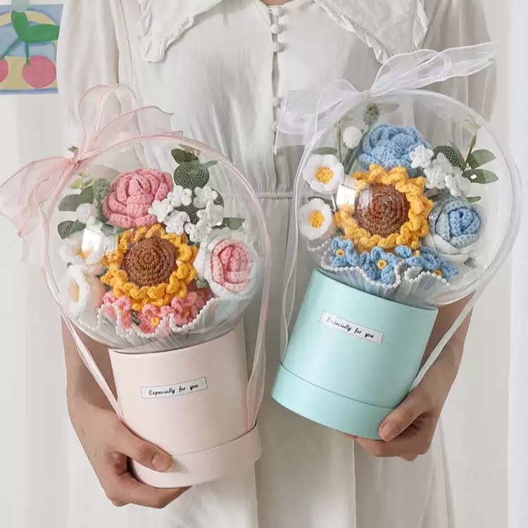 코바늘꽃다발 뜨개꽃 화분 뜨개꽃다발 키트 DIY 소품 뜨개질 만들기 선물 - 상품 이미지