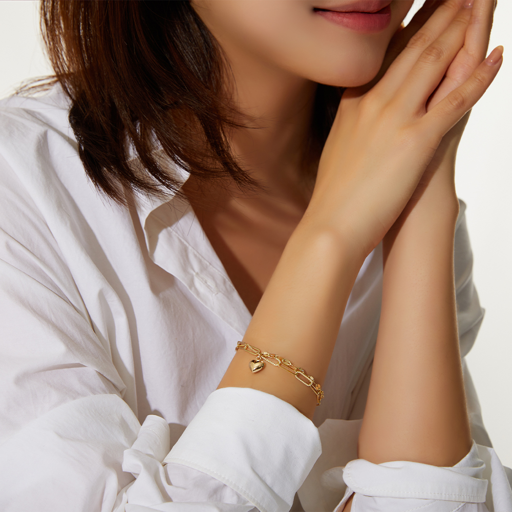 14K 18K 인피니토 클립 레이어드 체인 금 팔찌 이미지 7