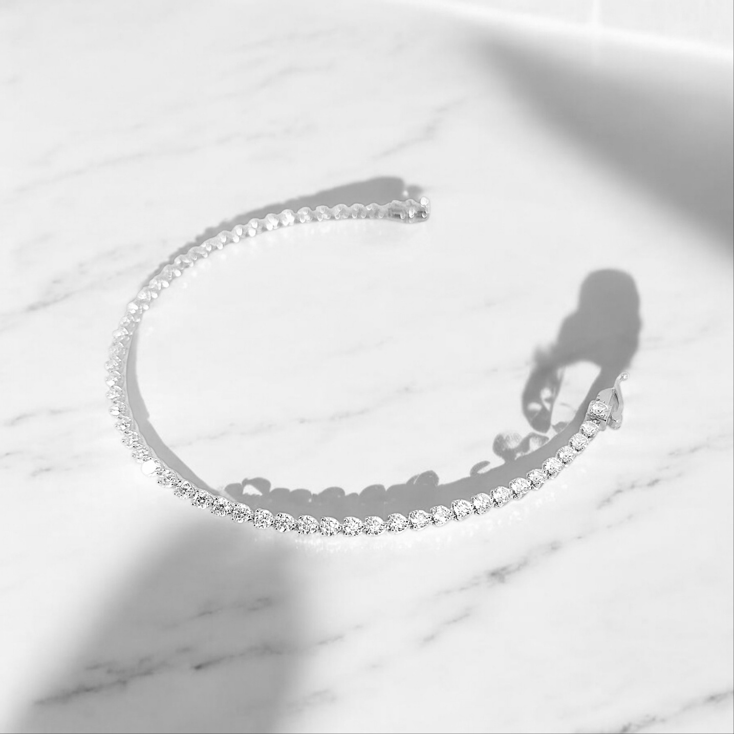 백금(PT) 랩 다이아 테니스 팔찌 3프롱 그로운 2mm 2.5mm - 메인 이미지