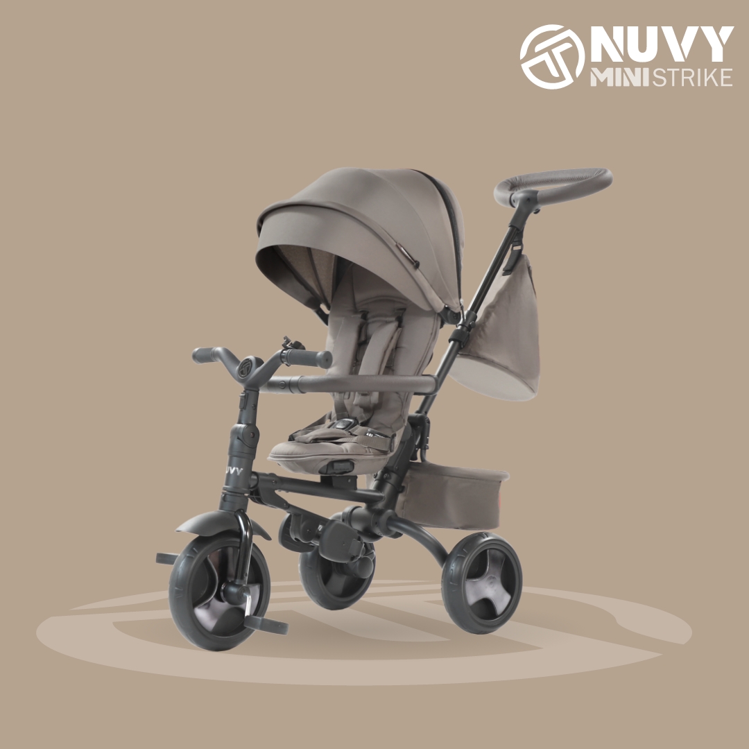 [누비앤타보] NUVY 고급형 미니스트라이크 등하원용 세발 자전거유모차 다기능 슬림폴딩