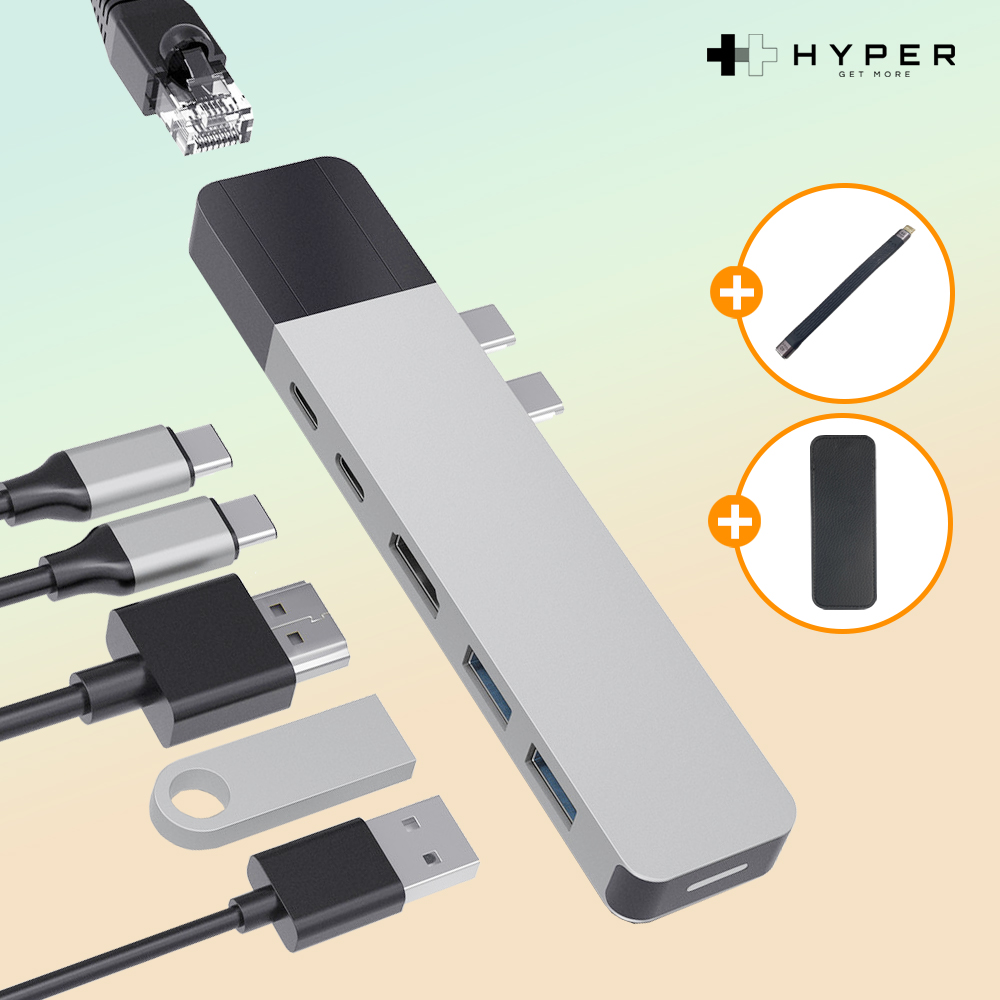 맥북 랜선 젠더 연결 커넥터 6in2 충전 HDMI 허브+C타입 연장케이블