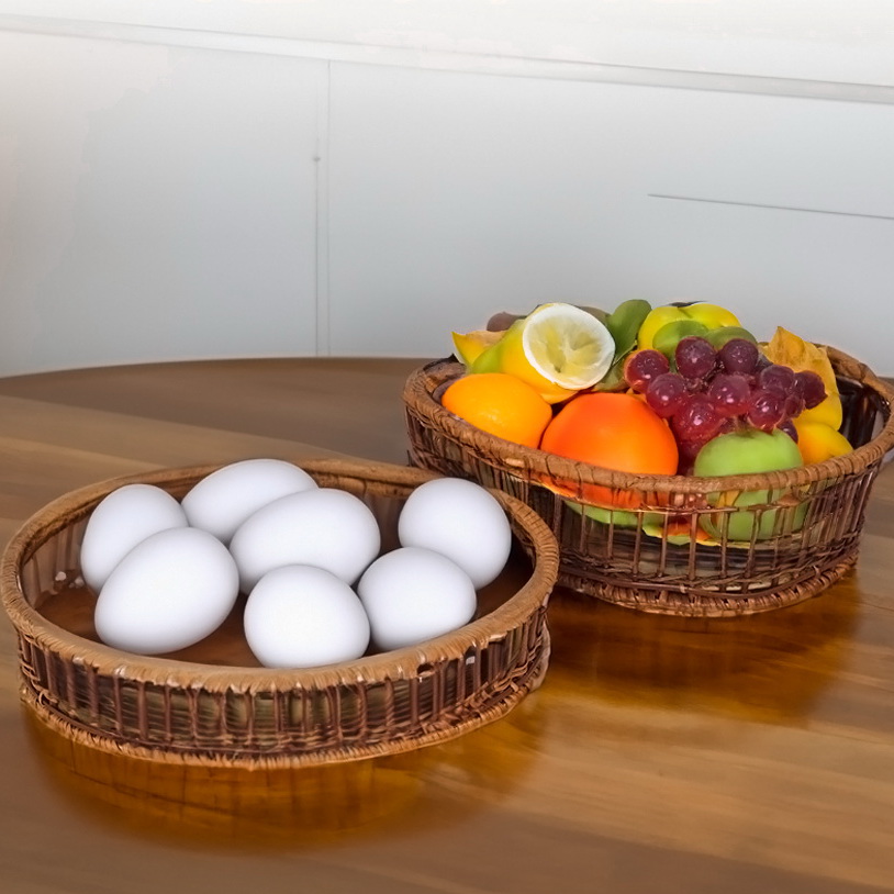원형라탄바구니 2P 라탄트레이 빵바구니 간식 과일바스켓