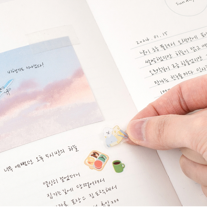 바이풀디자인 가죽커버 그리드 레터 무지/라인 교차 노트 160p 7color 일기 기록 - 상세 이미지 4