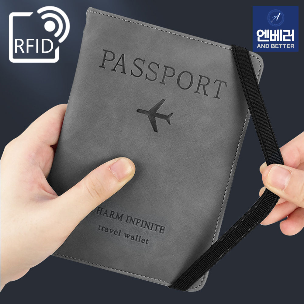 3종 여권케이스 여권 지갑 RFID차단 파우치 여행용 가죽 커버 가족 해외여행 - 상세 이미지 5