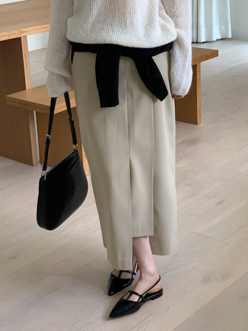 타티아 언발 투핀턱 백슬릿 H라인 롱 스커트 2color 상세 이미지 24