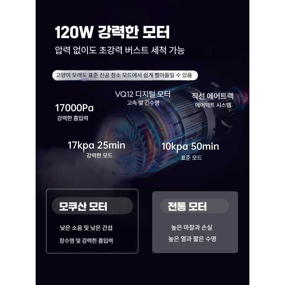 J2K 무선 진공청소기 가정용 저소음 경량 청소기 무선 고흡입력 진공청소기 - 상세 이미지 3
