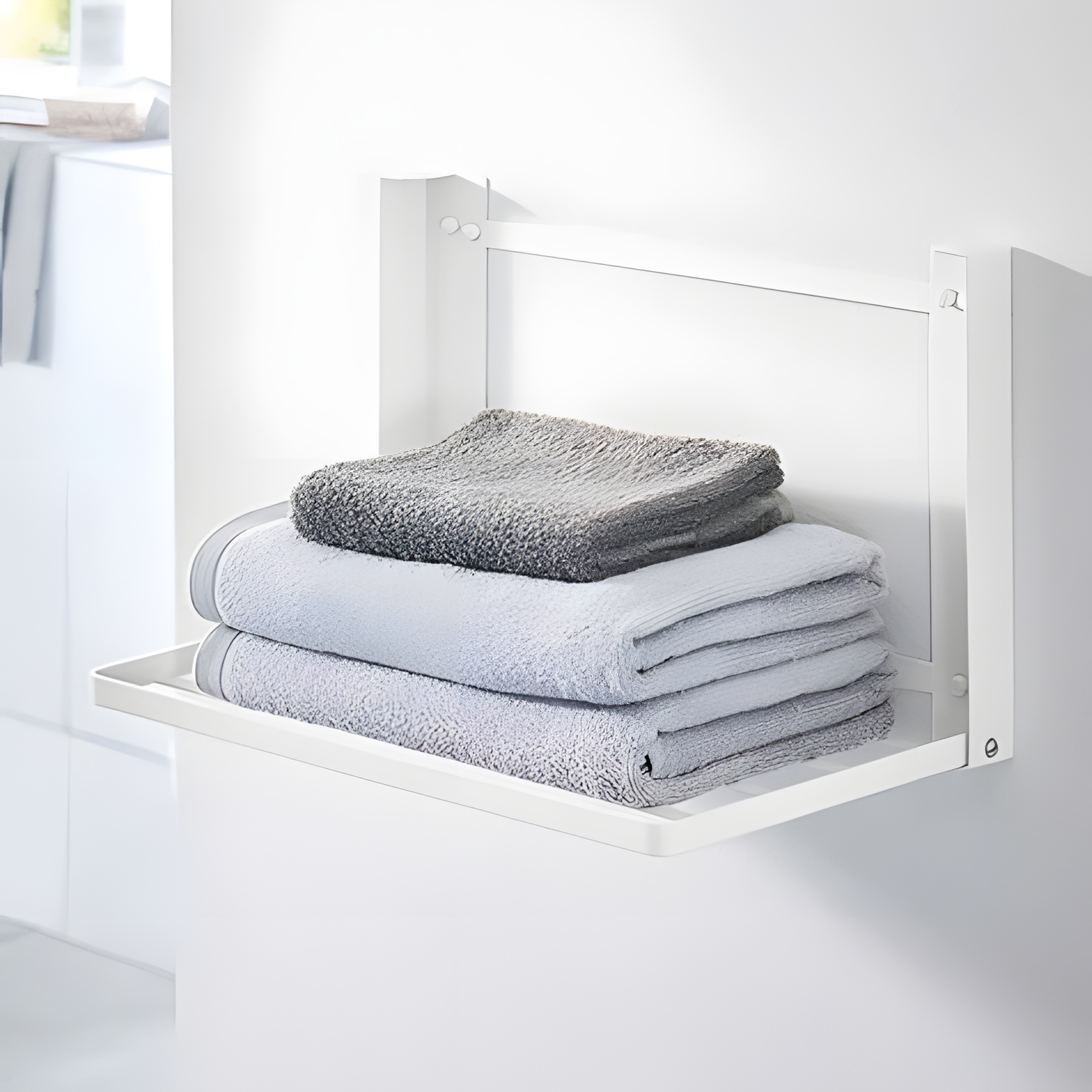 라슈에뜨 무타공 자석 접이식 미니 빨래 건조대 공간활용 마그네틱 빨래걸이 모던화이트