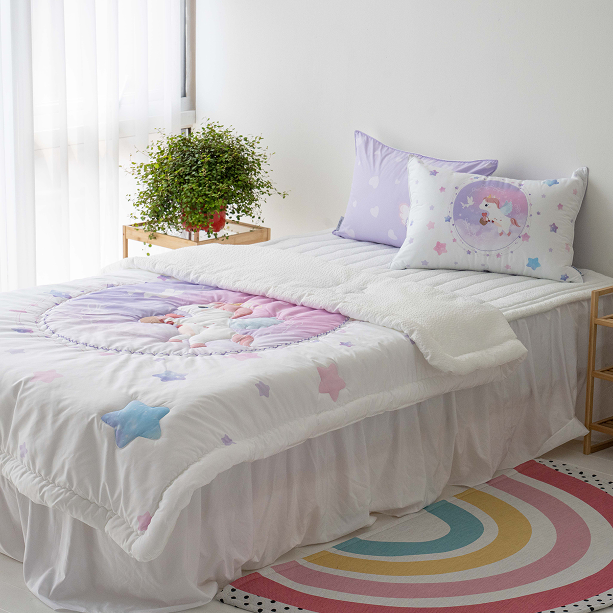 키즈 시어서커 쿨 냉감 에어컨 손자수 차렵 여름이불 패드세트 엘리 (유니콘), S.SS(싱글.슈퍼싱글겸용)