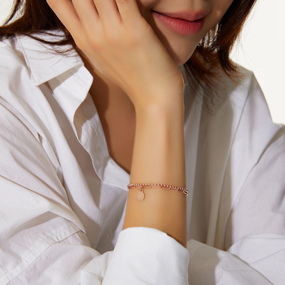 14K 피오레 코인 클립 앤 볼 체인 레이어드 금 팔찌 이미지 8