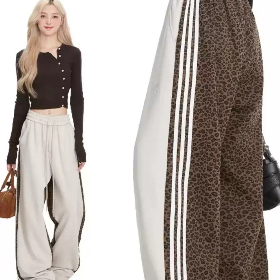 호피 바지 와이드 트레이닝 긴바지 트레이닝 팬츠 꾸안꾸 회색 M - 상품 이미지