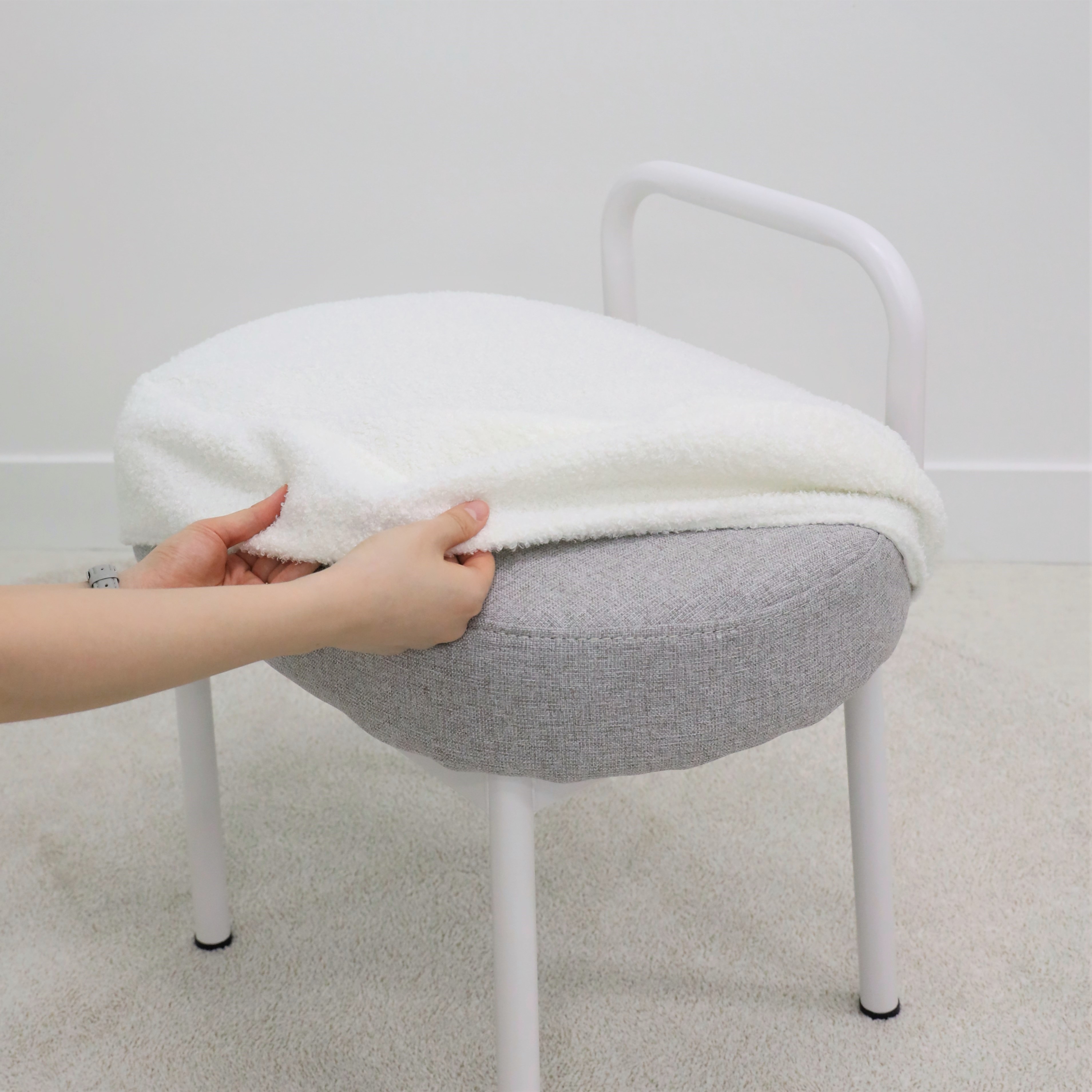 (스툴커버 단독)켈린 샌디 인테리어 패브릭스툴 화장대의자 방석커버