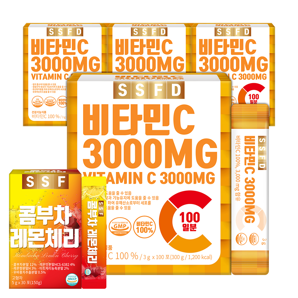비타민C 3000MG 고함량 가루 200포+200포 총 400포 수용성 비타민씨 분말 순수식품