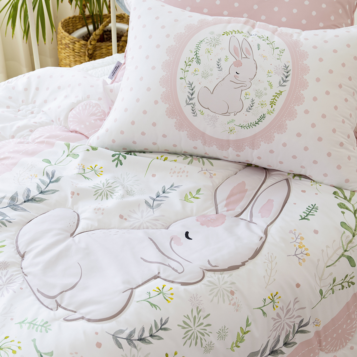 키즈 시어서커 쿨 냉감 에어컨 손자수 차렵 여름이불 단품 앤래빗 (토끼), S.SS(싱글.슈퍼싱글겸용)