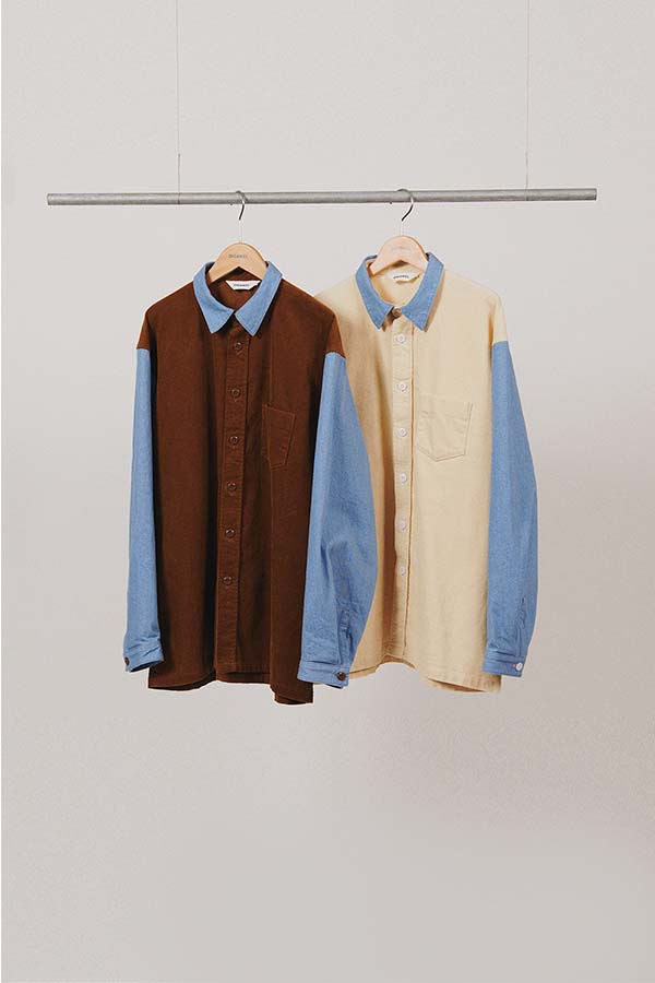 디가웰 DIGAWEL 데님 × 코듀로이 Corduroy 긴팔 셔츠 2컬러 - 상품 이미지