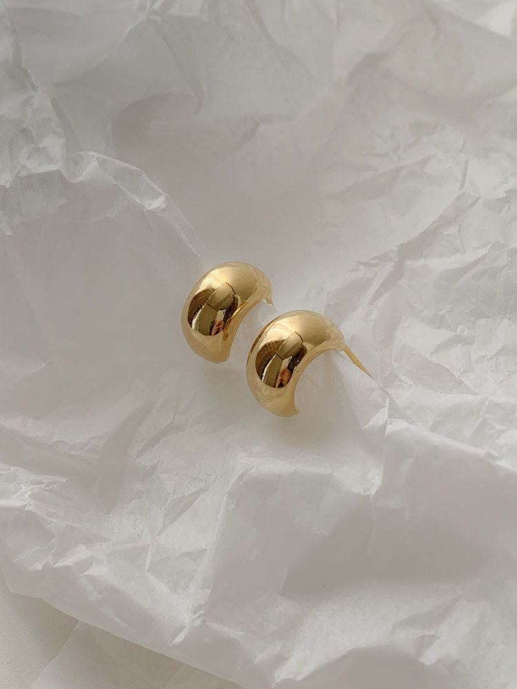 [무배] 14k 듀엣 볼드 이어링 - 925실버 물방울 커브 드롭 스터드 송혜교링귀걸이